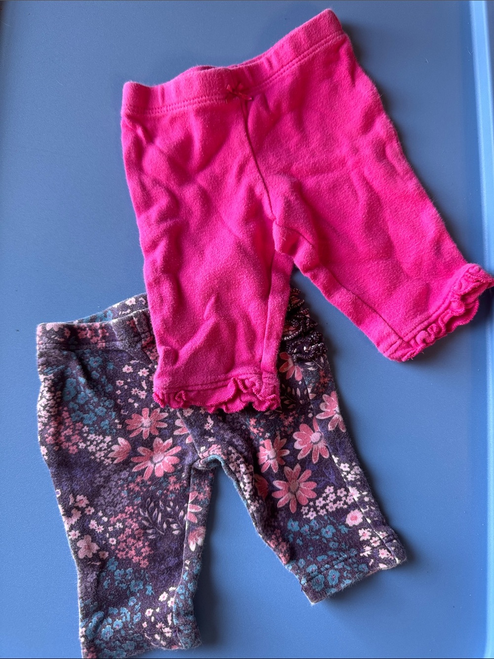 Girls Pink Fleece Pants & Floral Leggings Set